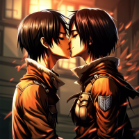 I want you to draw a photo for Eren yeager and Mikasa Ackerman kiss each other