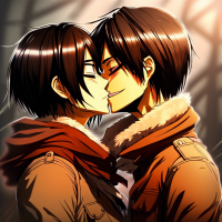 I want you to draw a photo for Eren yeager and Mikasa Ackerman kiss each other very passionately